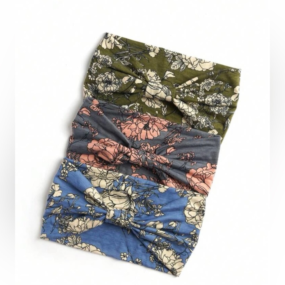 Boho Floral Paisley Twisted HeadBands / Pack of 3 Colors